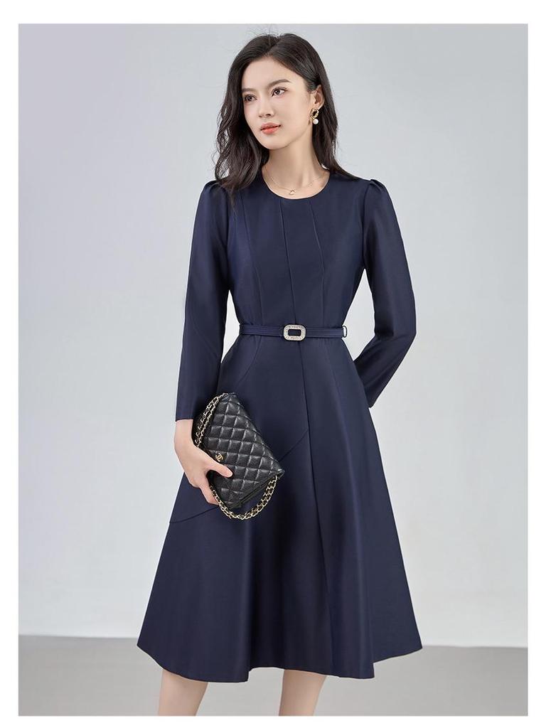 Slimming French Style A-line Belted Dress