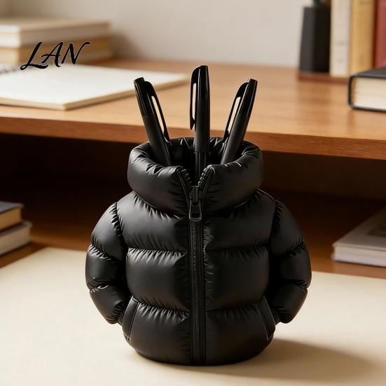 Classroom Supplies Organizer Pencil Holder, Creative Down Jacket Shape, Durable PETG Large Capacity Office Pen Cup, for And Makeup Brush Storage Cute