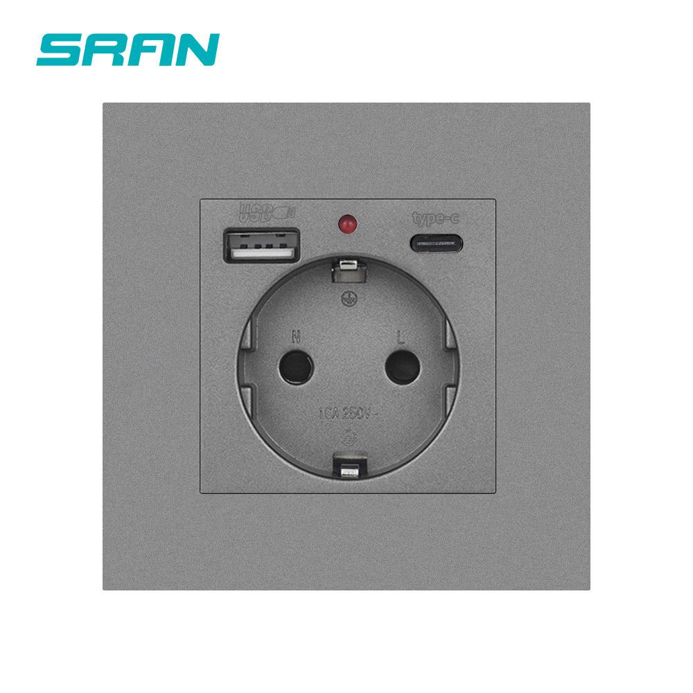 Bseed Europe Russia 16A Wall Power Socket White Black Grey Gold Crystal Glass Panel Plug Electrical Outlet for Home Improvemet
