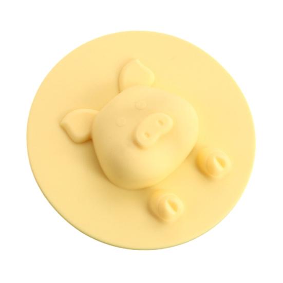 

Силіконова кришка для чашки у формі поросятка, термостійка, нековзна, кришка для кухля, безпечна для мікрохвильової печі, мила кришка для чашки у формі поросятка для кави, чаю, гарячих напоїв жовтий