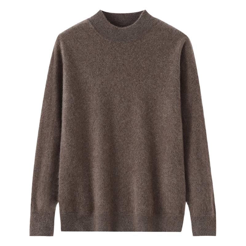 Men's 100% Pure Wool Half-High Neck Knit Pullover Sweater