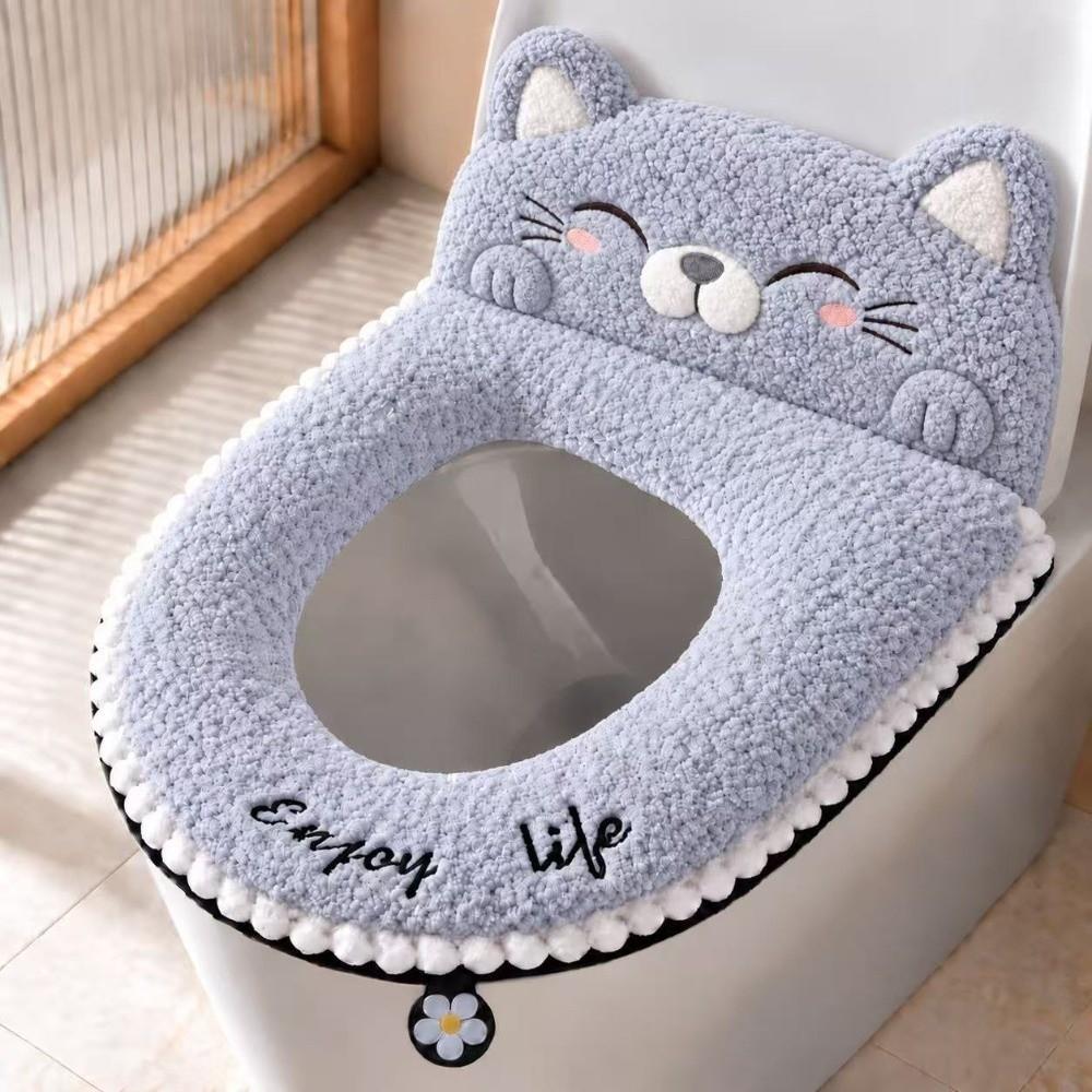 Faux Cashmere Toilet Seat Cover Thickened Plush Toilet Seat Pad  For Bathroom Toilet Autumn Winter
