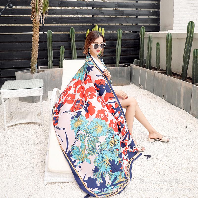 180*90cm Écharpes de Voyage Plage Crème Solaire pour Femmes Bikini Grand Paréo Écharpe Wrap Maillot de Bain Brésilien Cache-Maillots Châles