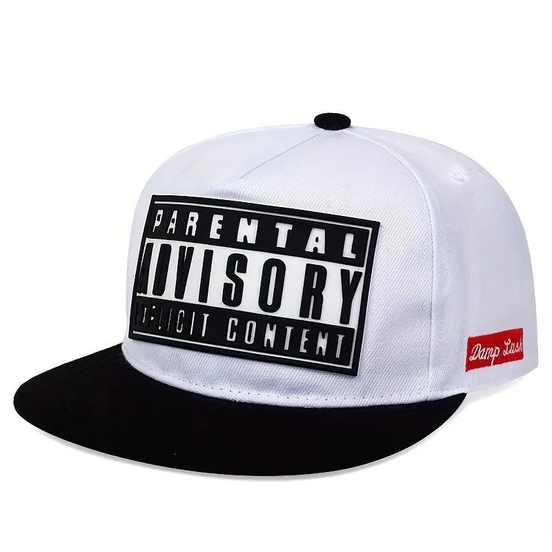 Advies Alfabet Labeling Platte Rand Hoed Trendy Heren Casual Hip Hop Hoed Dames Mode Buiten Zonbescherming Hoed Baseballpet black