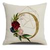 Golden Letters I & YOU Flower Pattern Printed Soft Square Pillowslip  Blend Cushion Cover Pillowcase Living Room Home Decor