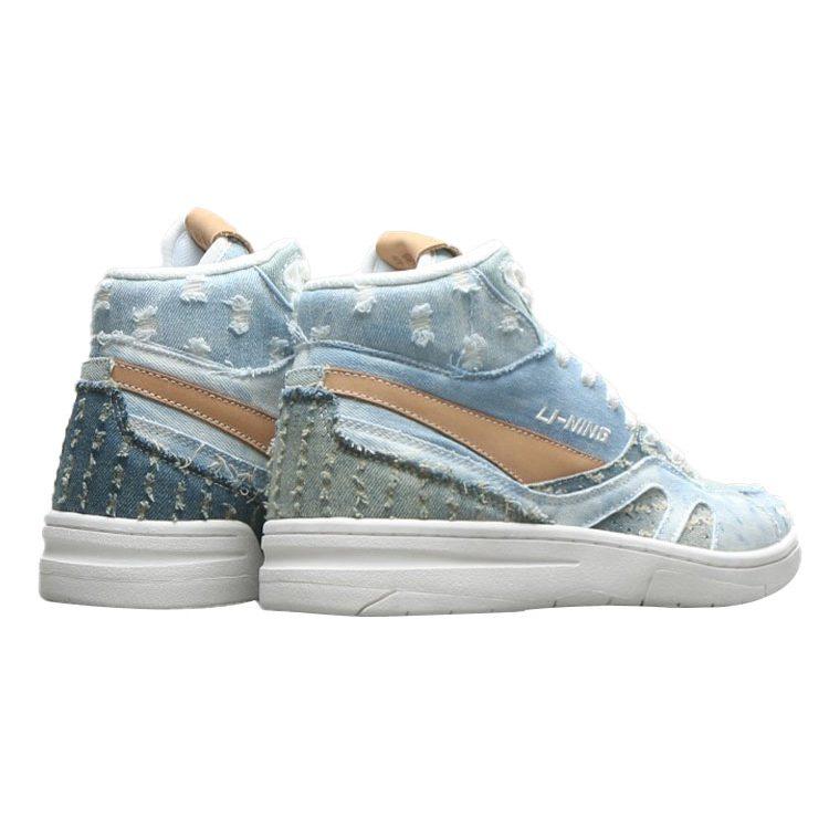 Li Ning Deluxe Hi Slip Resistant Coverage Lightweight High Top Vintage Basketball Shoes Women's Mist Blue AGBR026-3