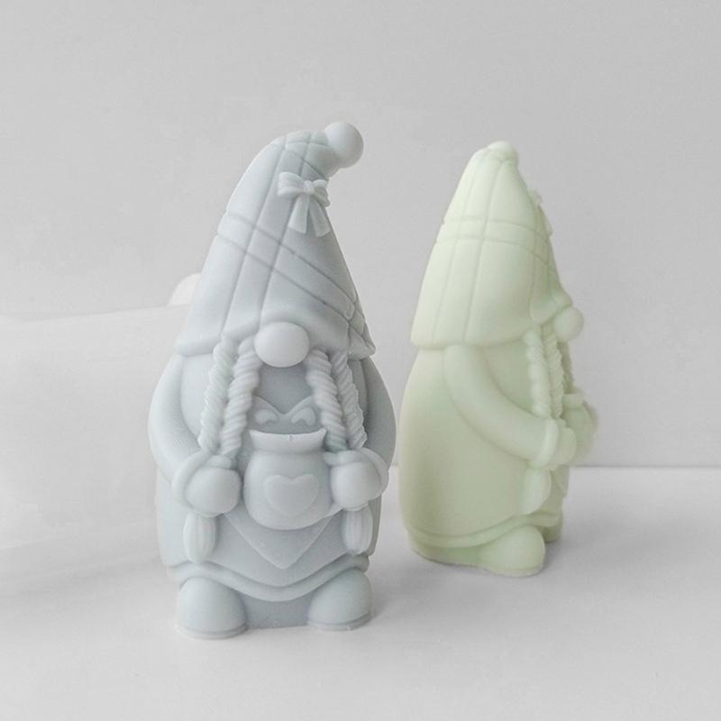 Faceless-Santa Candle Silicone Mold DIY Dwarf Perfume-Stone Candle Making Gypsum-Resin Mold Holiday Gift Home Decoration
