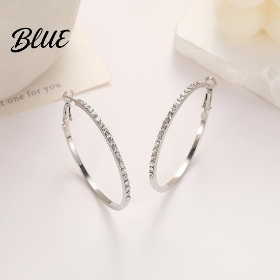 Party Earrings Large Rhinestone Hoop for Women Big Cubic Zirconia