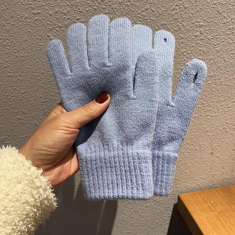 Womens Thick Knit Gloves For Winter Fashion Touchscreen Compatible Comfortable небесно-голубой