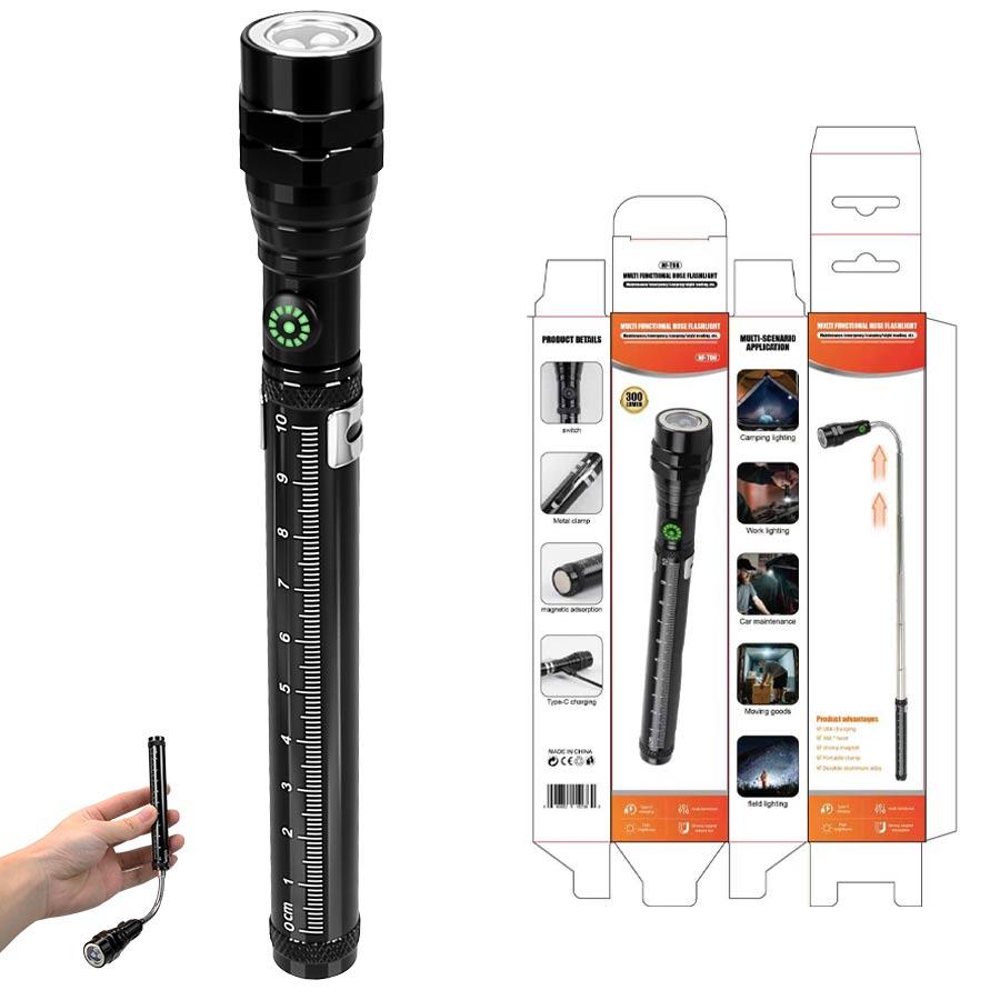 LED Work Light Flashlights USB Rechargeable Flashlight Portable Outdoor Magnetic Hand Torch for COB Work Folding Light