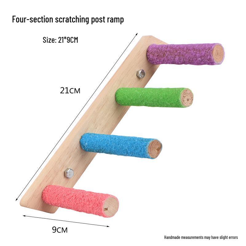 Budgie Toys Wooden Climbing Rope Ladder - Peony Interactive Swing & Beak Grinder for Small Birds in Birdcages