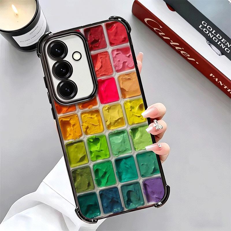 Watercolors Set Paint Palette Plating Phone Case For Samsung A17 A07 A37 A57 A16 A56 A15 A55 A14 A54 A13 A53 A26 A36 A25 A35 A24