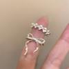 2Pcs Fashion Bow Ribbon Rings For Women Girls Sweet Cute Geometric Bow Opening Adjustable Rings Wedding Party Jewelry Gifts