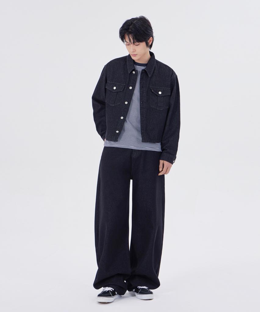 Glw Non-Faded Crop Denim Jacket Black