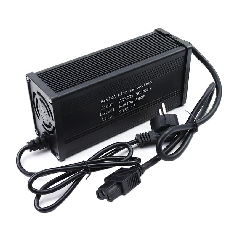 72V 5A 8A 10A 12A 15A 20A Lithium Battery Charger 110V/220V With Fan For 20S 84V E-motorcycle Cells Fast Charging Aluminum Shell