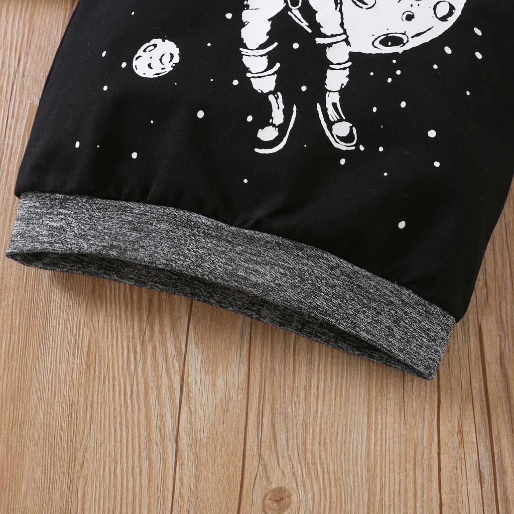 Kids Boys 2 Piece Outfit Spring Fall Astronaut Space Print Long Sleeve Hoodie Sweatshirt With Long Pants Fashion Children Clothing Set