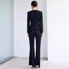 Women's Black Slim Fit Retro Workwear Suit: Spring & Autumn Professional OL Set