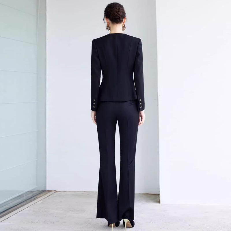Women's Black Slim Fit Retro Workwear Suit: Spring & Autumn Professional OL Set