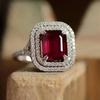 Luksusowy Czerwony Cyrkoniowy Geometryczny Błyszczący Pierścionek w Kształcie Kropli Dla Panien Młodych z Poczucciem Luksusu, Niszowa Biżuteria i Akcesoria