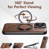 Strong Magnetic Compatible MagSafe Wireless Charging 360° Rotating Ring Stand PU Leather Phone Case For iPhone 16 15 14 13 12 Pro Max Plus