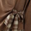 Elegant Spring Suit Set for Middle-Aged Women: Long Sleeve Top & Plaid Trousers Two-Piece.