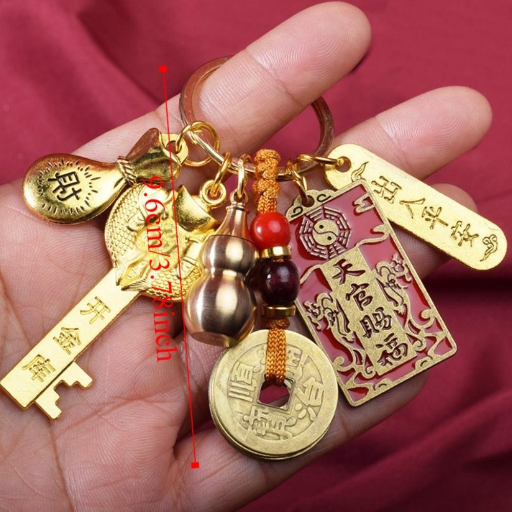Pig Lucky Bag 12 Zodiac Pendant Gourd Gold Key Horse New Year Keychain Tiger Snake Chinese Style Keyring Bag Hanging