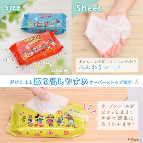 LEC Disney 99% Pure Water Baby Wipes, 80 Sheets X 20 Packs (Mickey & Friends) / 1600 Sheets / Soft Sheets / Additive-Free / Made In Japan