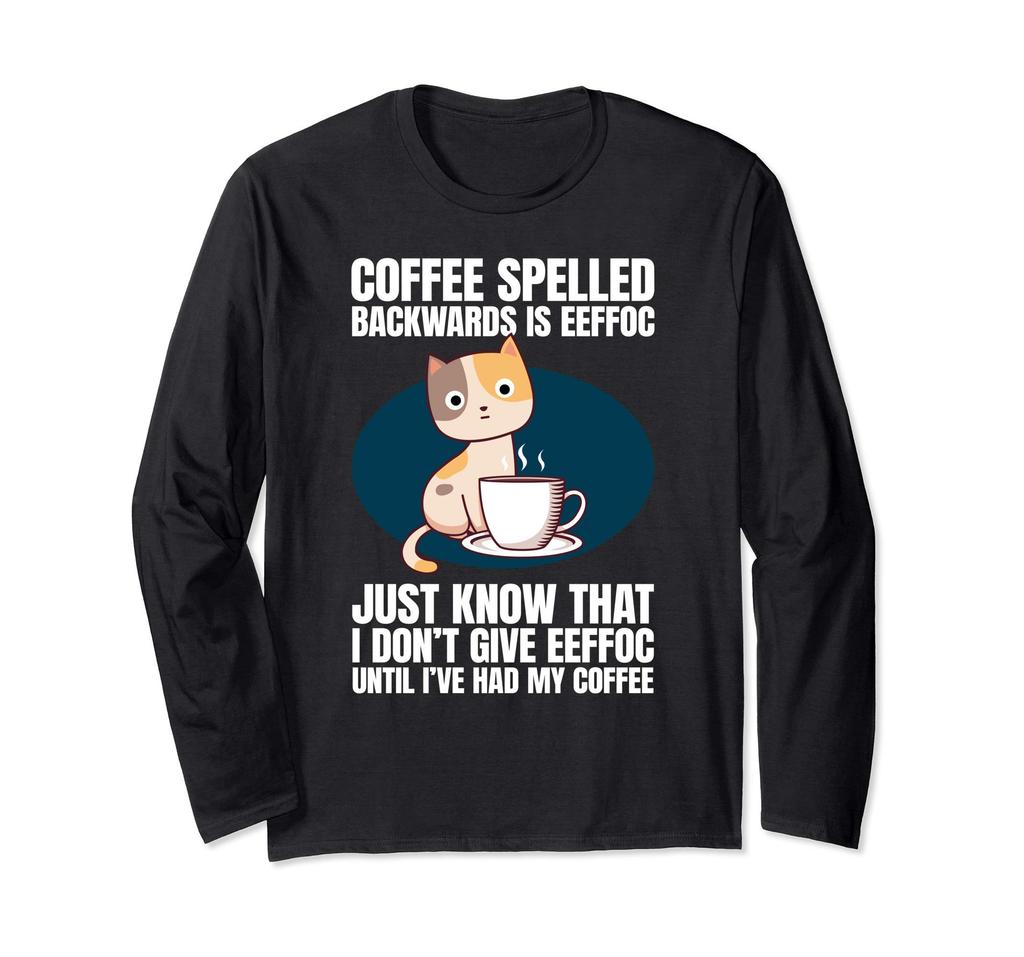 Coffee Cat Wordplay Long Sleeve T-Shirt