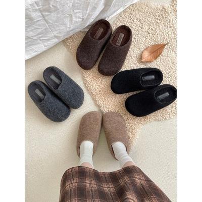 Small Inner Height Increase Thick-soled Birkenstocks High-end Fluffy Shoes Lazy Autumn and Winter Bag Head Half Slippers Single Shoes
