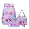 Three-Piece Kpop Demon Hunter Girl Color School Bag Lunch Bag Pencil Case Set Gift Box