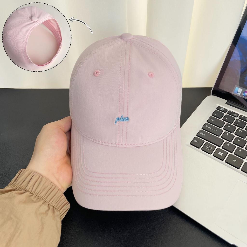 R Letter Embroidered Baseball Cap Women's Summer Versatile Can Tie Ponytail Empty Top Hat Outdoor Face Small Sunshade Cap