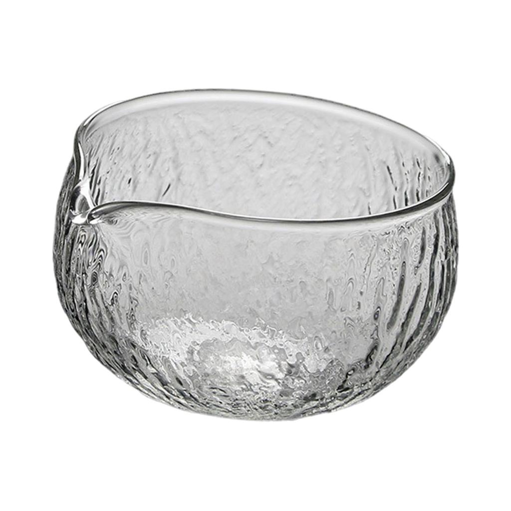 Glass Hammered Matcha Bowl Tea Set Japanese Style Tea Ceremony Cup with Spout for Whisking Matcha Beginner Tea Accessories