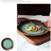Creative European Ceramic Dinner Plate, Kiln-Changed Green Glaze Steak Plate, Household Salad Dish