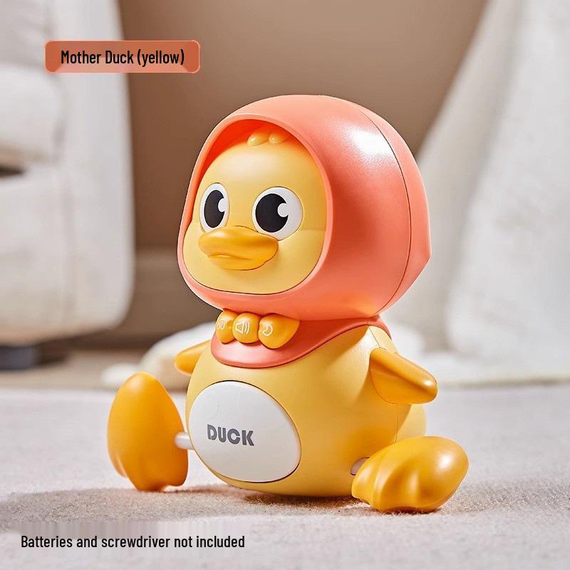 Children's Musical Crawling Duck Toy with Magnetic Suction and Lights for Early Education