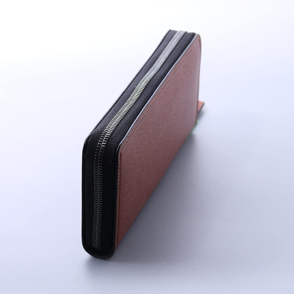 Takeo Kikuchi Long Wallet with Round Genuine Cowhide Chocolate Men's Zipper, Leather, Slide, 345194, Leather, [03]
