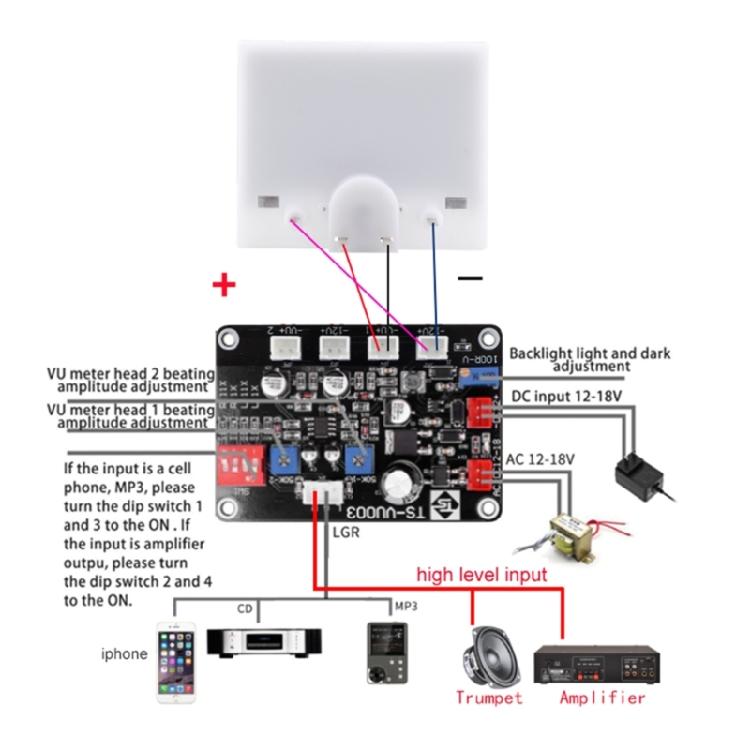 VU-Pegelmesser Audio-Meter Kopf Zeiger-Meter Kopf Hintergrundbeleuchtet für DIY für Audio