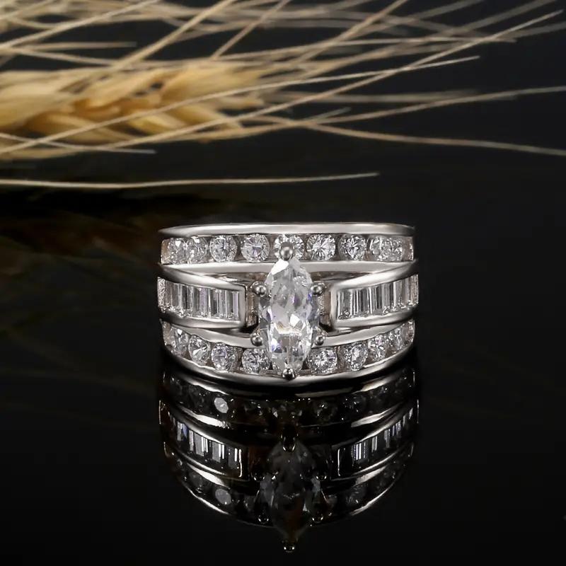 Huitan Luxury Marquise Cut Ring Female Gorgeous Anniversary Party Jewelry Noble Lady Fashion Engagement Ceremony Accessories