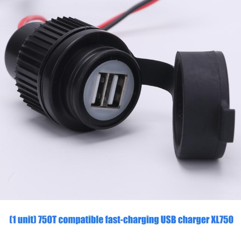 Motorcycle USB Power Outlet with Two Ports and Attached Cover for CRF300L CRF250L XL750Powering Phones, Navigation Devices, and Action Cameras On
