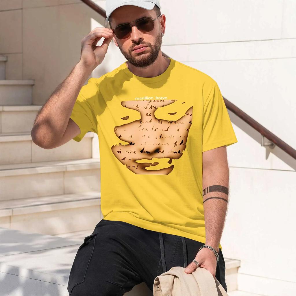 MarillionBrave 2026 new fashion heavyweight hot selling retro printed pattern fun round neck Tshirt for daily comfort
