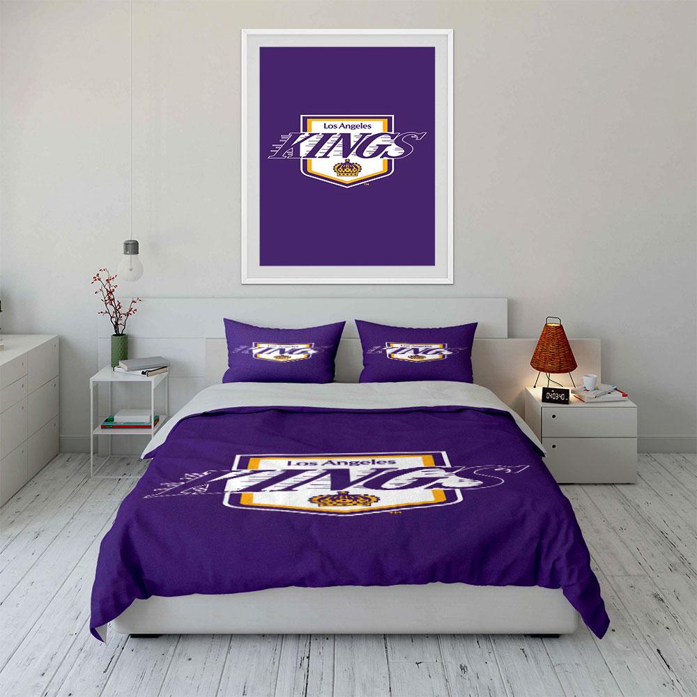"Los Angeles Kings Purple Design" Print Bedding Set Duvet Cover Pillowcases (1* Duvet Cover 2* Pillowcases Do Not Include Comforter)