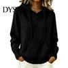 Damen Pullover Strick Kapuzenpullover für Herbst Winter, Langarm Pullover Gestrickte Kapuzenpullover mit Taschen Vordertasche, Einfarbig Lässig Kapuzenpullover