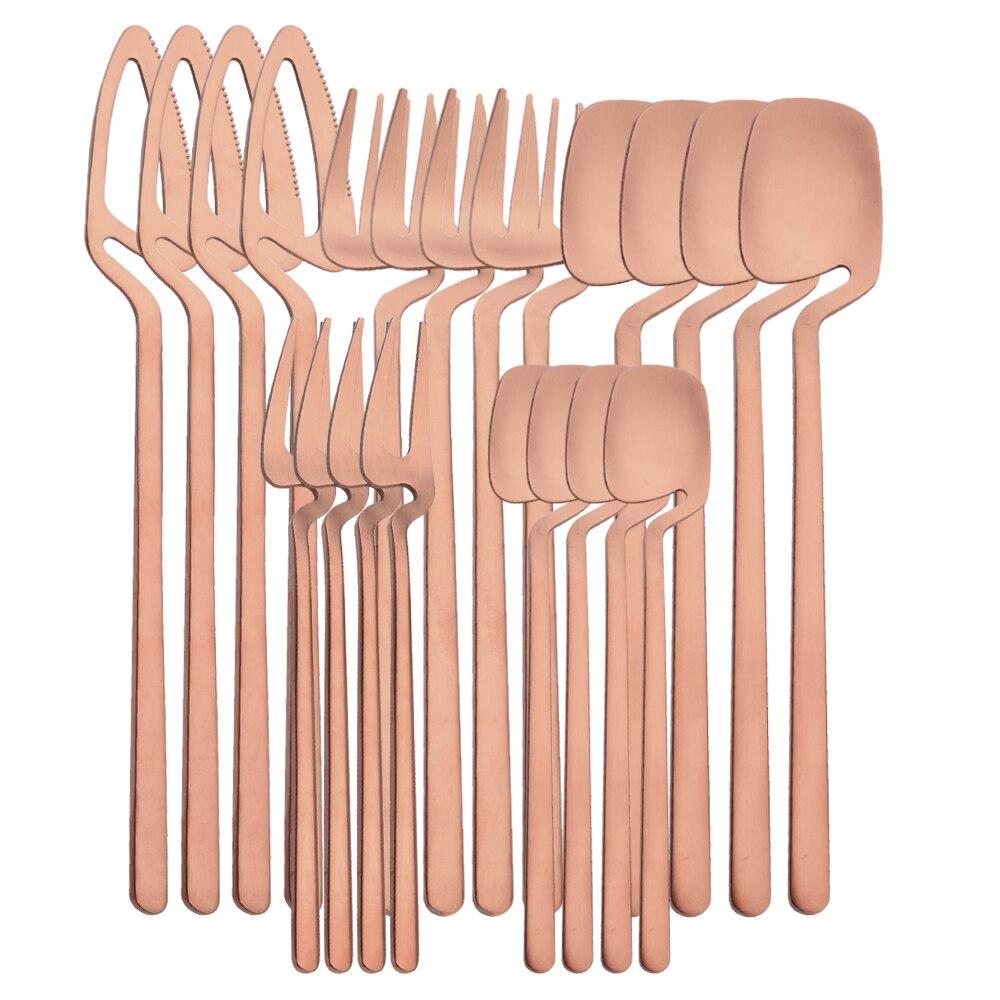 20Pcs Matte Gold Cutlery Set 304 Stainless Steel Dinnerware Knife Fruit Fork Spoon Dinner Silverware Kitchen Party Tableware Set