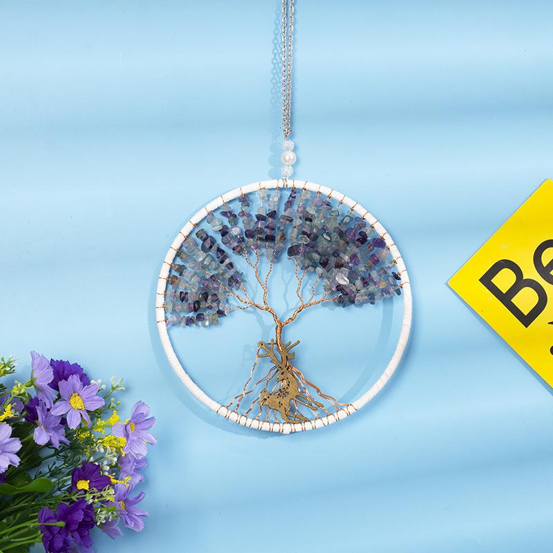 Yilu Crystal Gravel Life Tree Fortune Tree Rose Gold Bronze Alloy Pendant Accessories Home