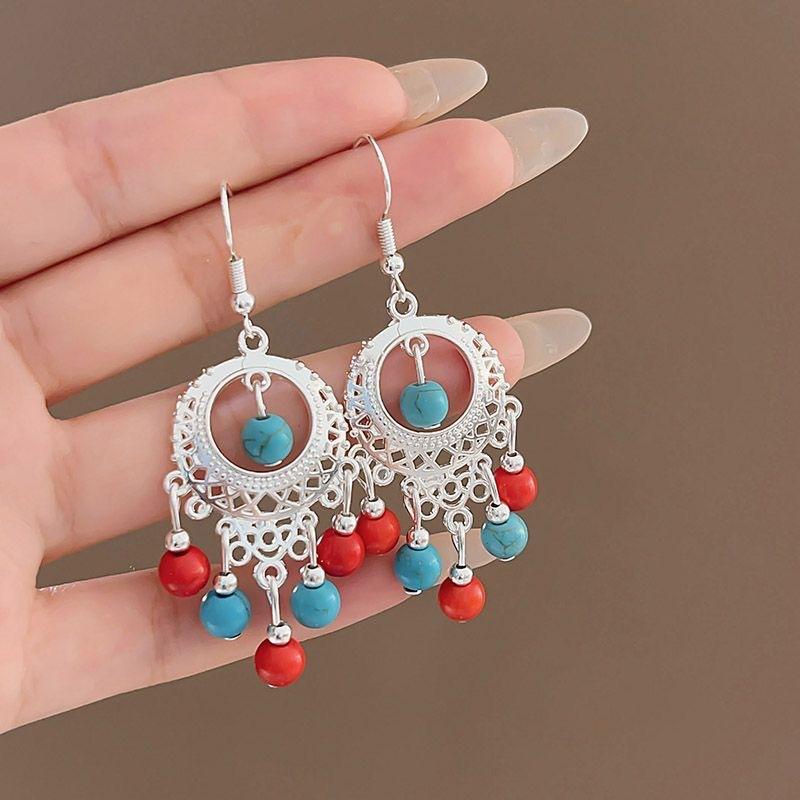 Ethnic Bohemian Long Tassel Earrings Vintage Beach Vacation Jewelry Retro Drop Dangle Ear Accessories For Women