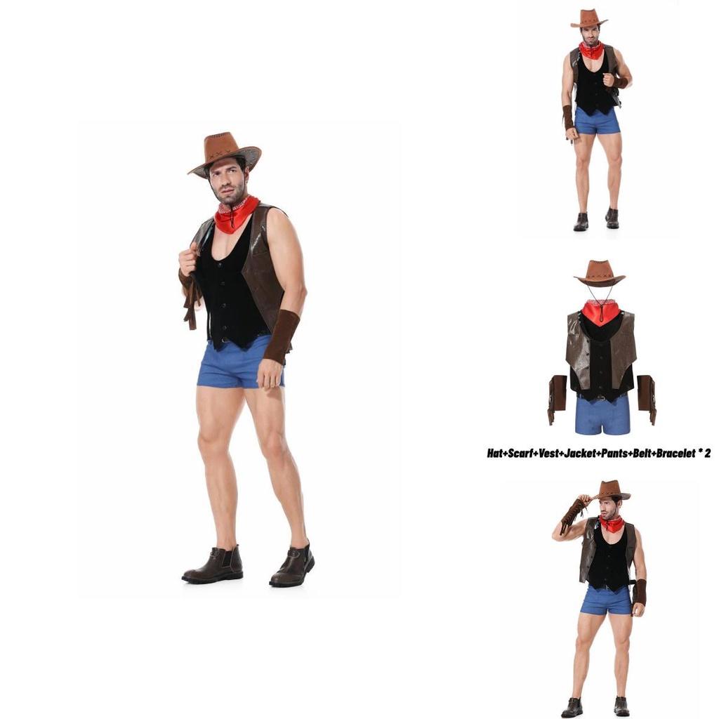 Přání Nový Halloween Západní Kovboj Pánský Kostým pro Dospělé Cosplay Barová Párty Role-playing Kostým [m Xl]