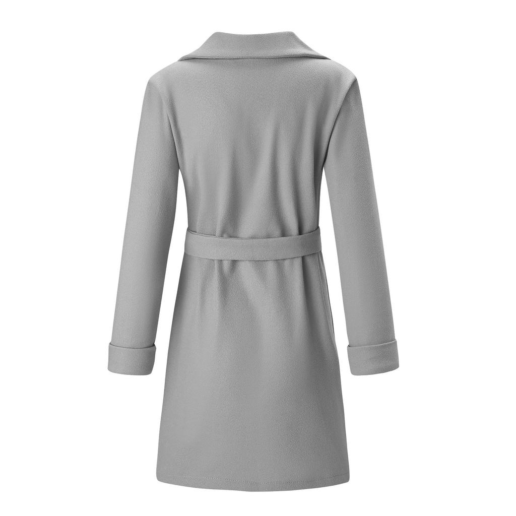 2026 Women's Tailored Wool Blend Coat, Notch Lapel Belted Trench Coat for Autumn, Slim Fit Office & Formal Outerwear