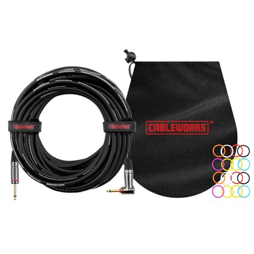 Cableworks by Gator Cases Headliner Series 10ft S/L Shielded Cable for Guitar/Bass with Mute Switch (GCWH-INS-10RAQT)