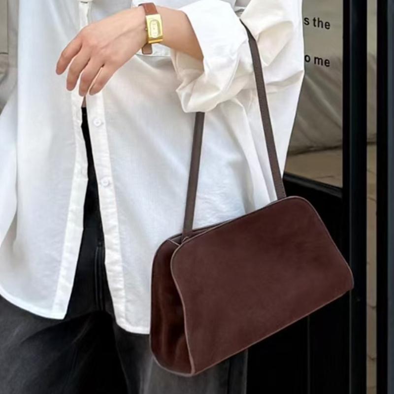 Vintage Genuine Leather Handbag Purse For Women Suede Shoulder Bag Crossbody Bags Female Luxury Designer Clutch Ladies Hobo Bag
