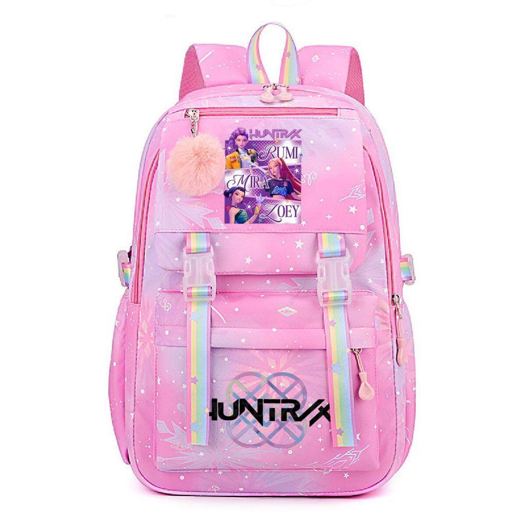

Kids Girls Kpop Rumi Zoey Mira Derpy Sajaboys Printed Student School Bag Casual Rainbow Backpack 44*30*22cm