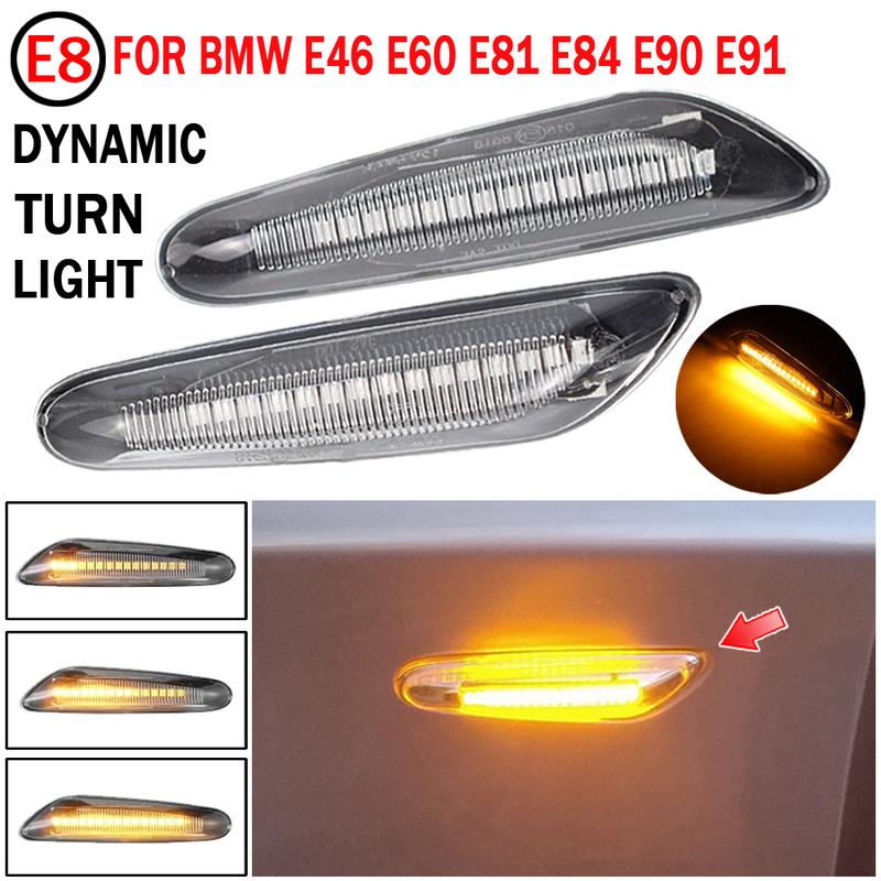 2pcs for BMW Led Dynamic Side Marker Turn Signal Light Sequential Blinker Light for E90 E91 E92 E93 E60 E87 E82 E46 Error Free